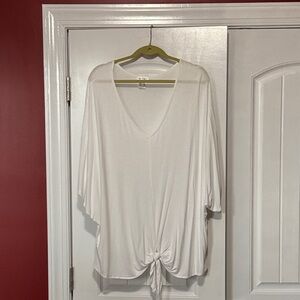 Venus White V-Neck Tie-Front Top